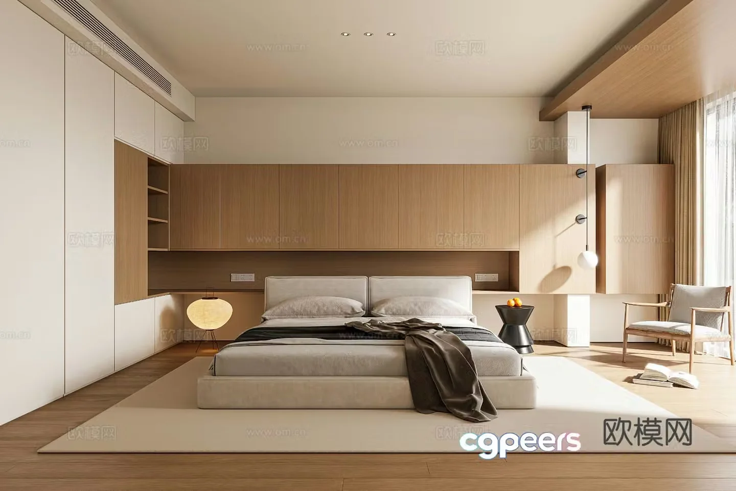 Log style bedroom master bedroom 3d model