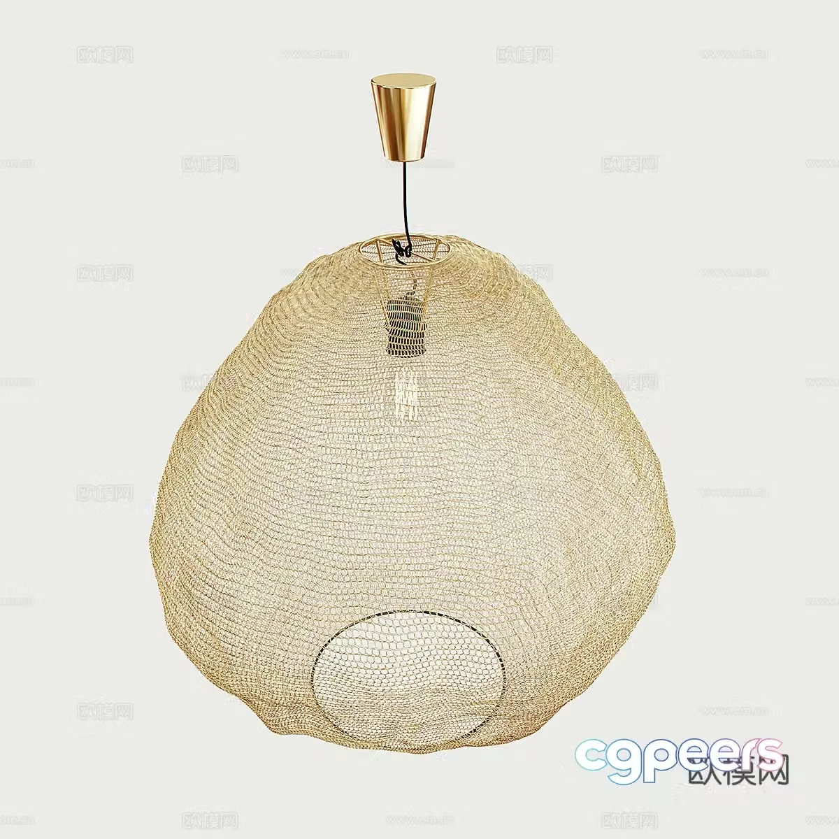 Light luxury grid chandelier 3D model