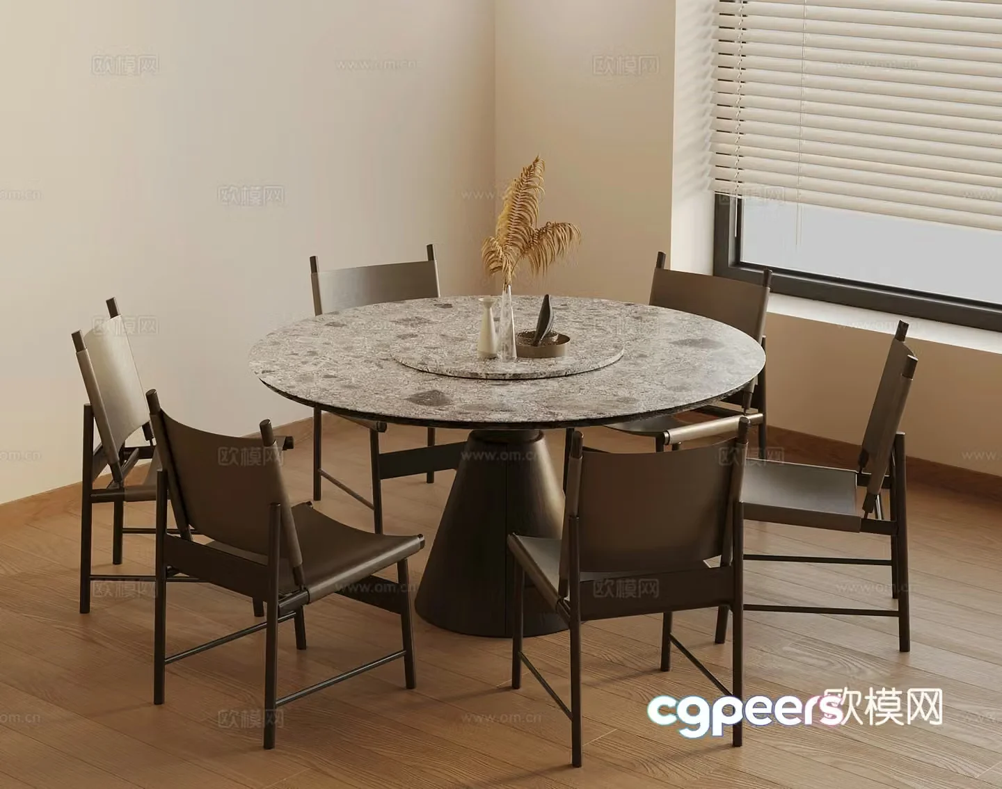 Modern dining table and chair 3d model