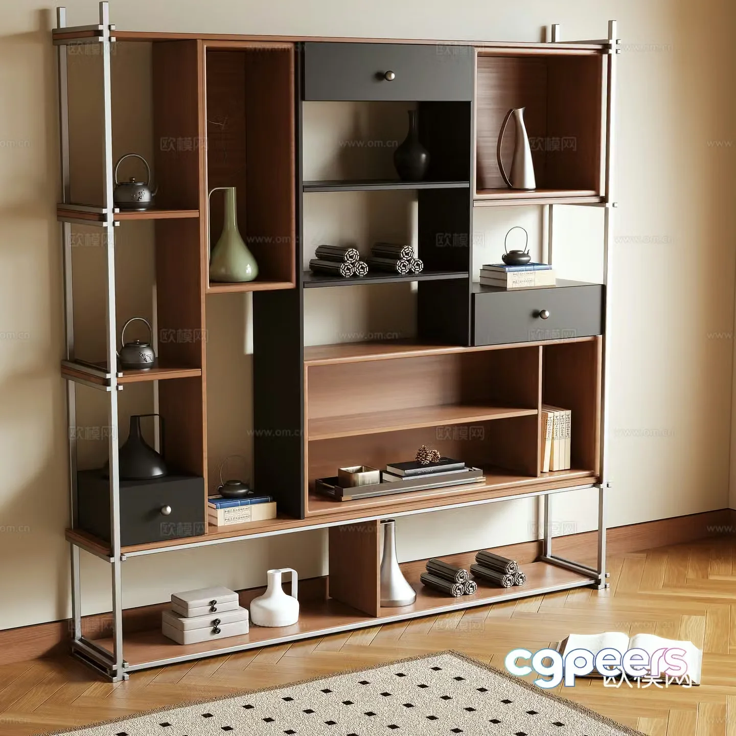Middle-aged bookcase locker 3d model