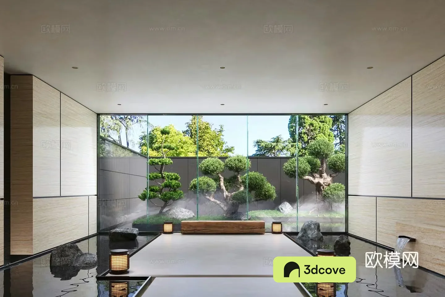 Modern indoor landscape landscaping water scenery flowing water landscape