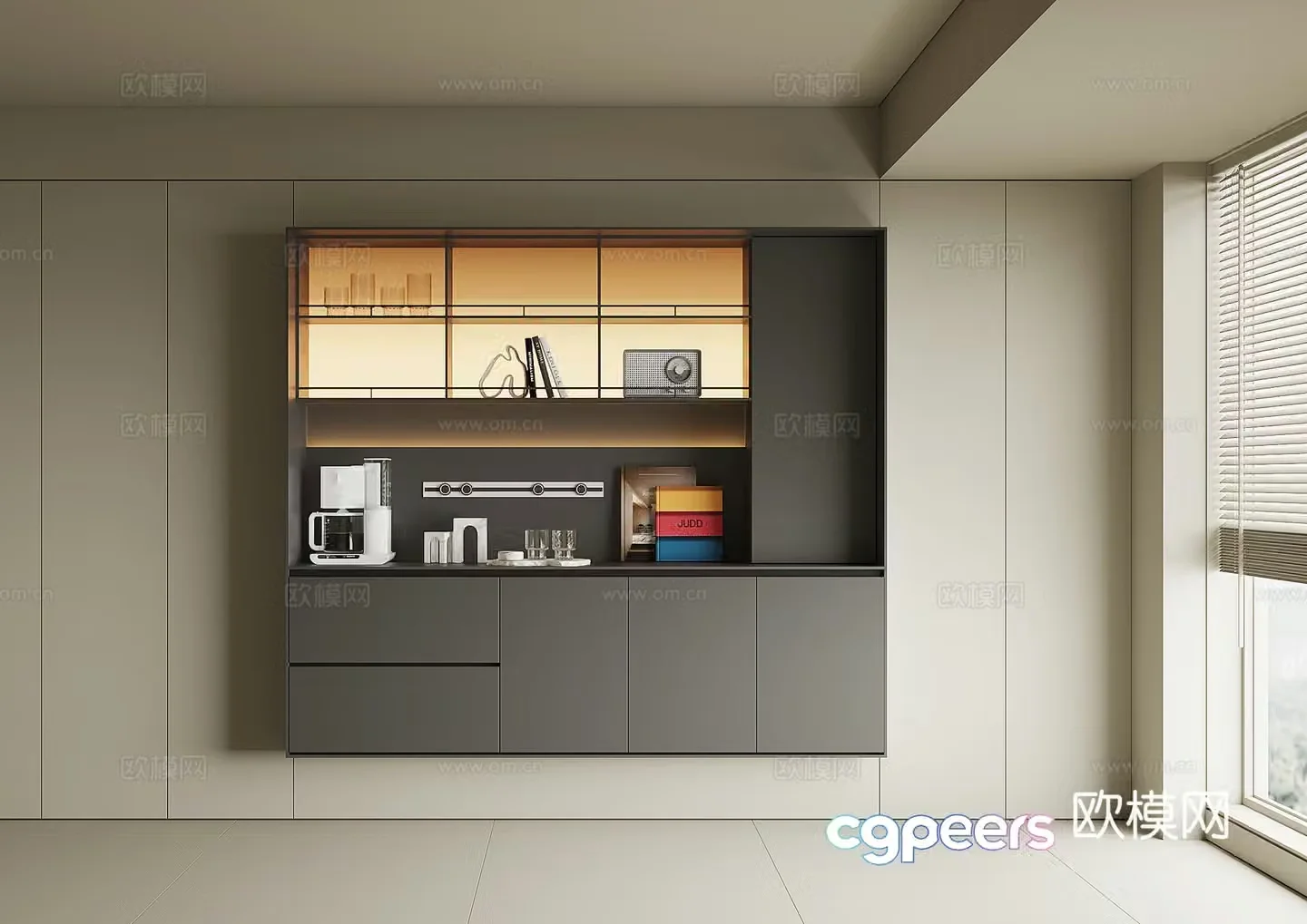 Modern wine cabinet sideboard 3D model