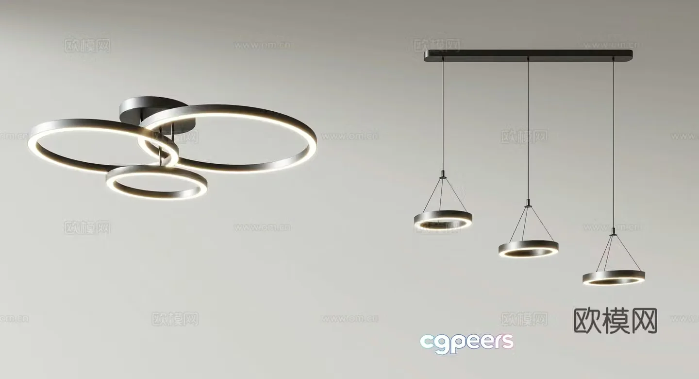 Modern light luxury living and dining room chandeliers combination bedroom ceiling chandeliers 3D model