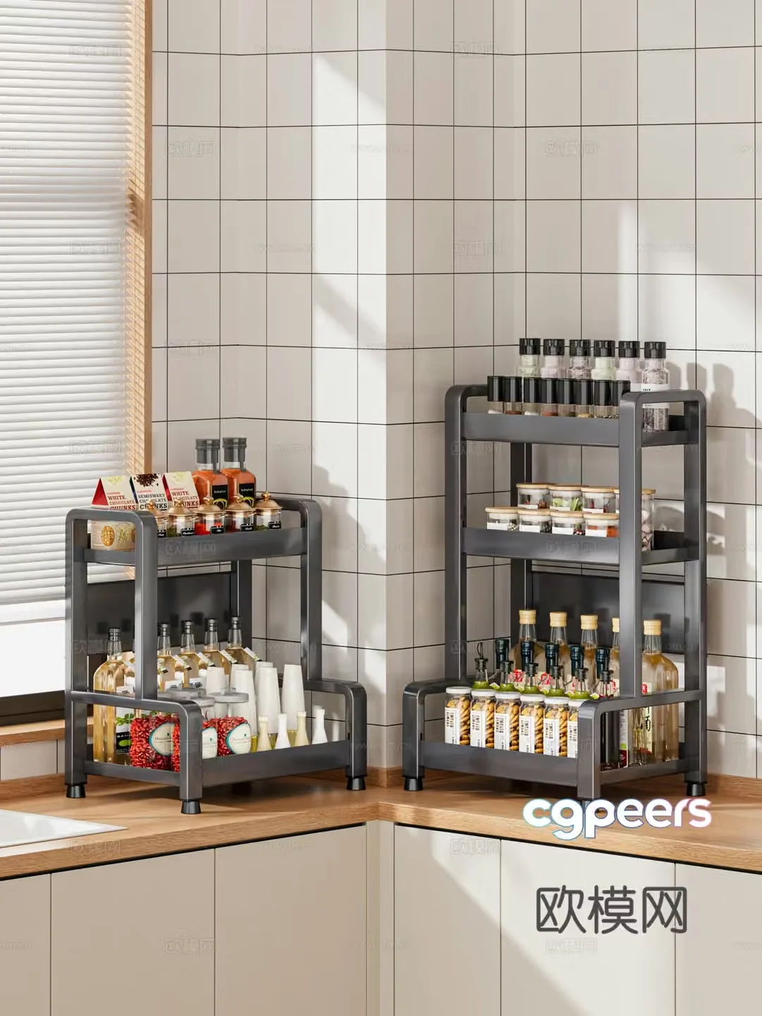 Modern kitchen seasoning rack seasoning bottle 3d model