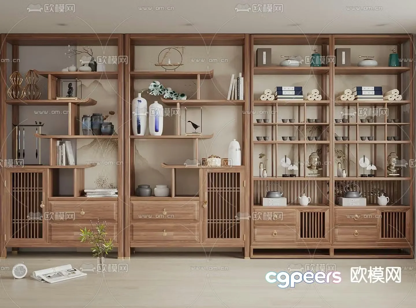 New Chinese style exhibition cabinet 3D model