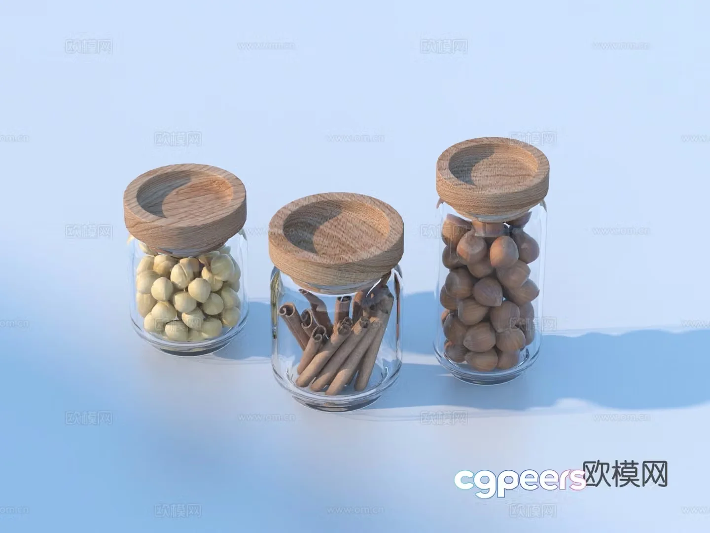 Canned snacks Glass jar Casual snacks Dried fruits Almonds Candy 3D model