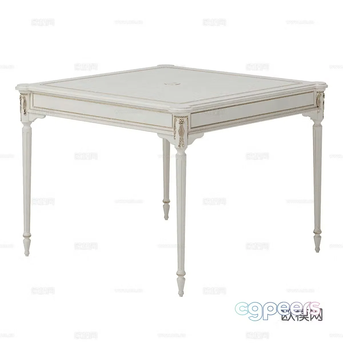 French dining table square table 3d model