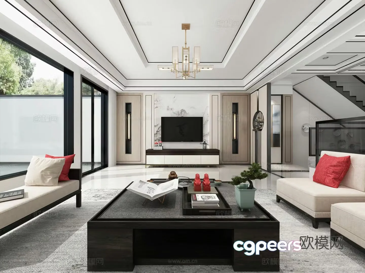 New Chinese style living room 3d model