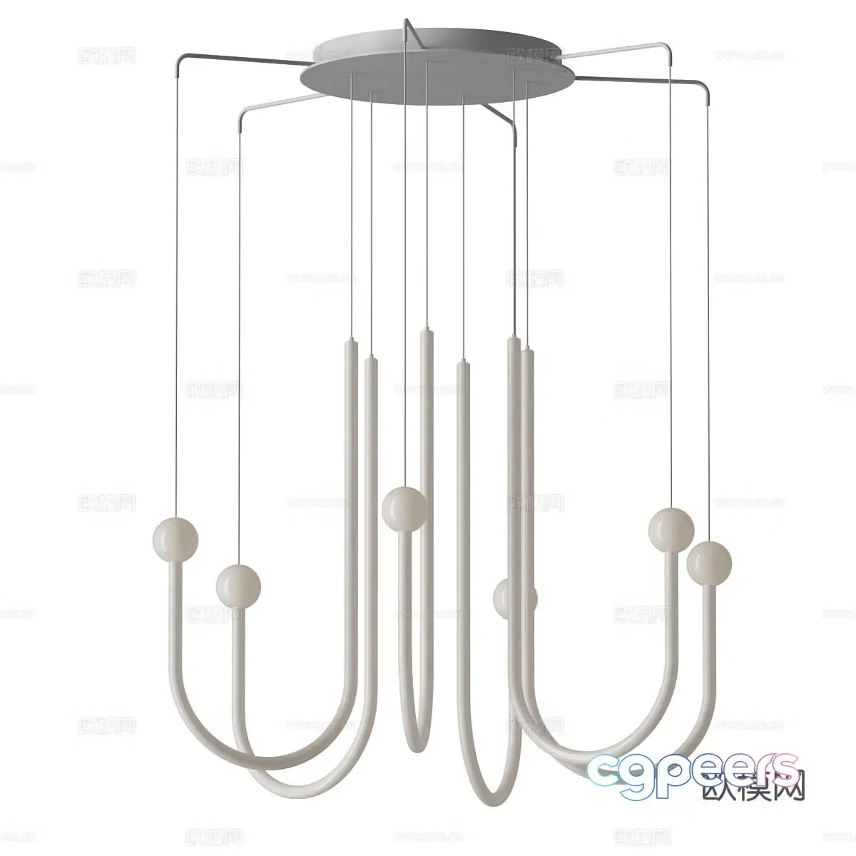 Modern Cream Style Decorative Chandelier 3d Model