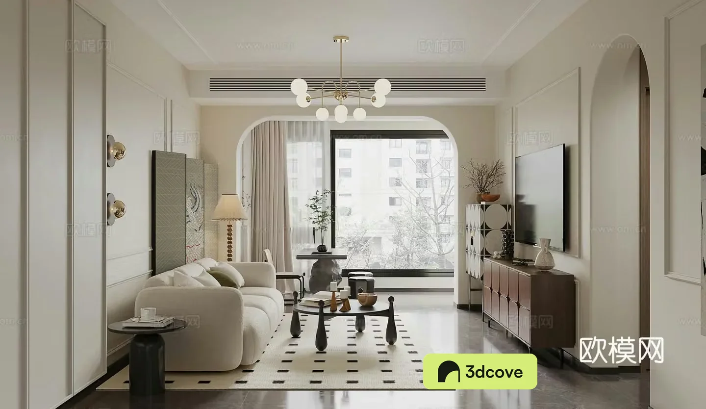French living room medieval style living room TV cabinet retro combination sofa screen modern living room