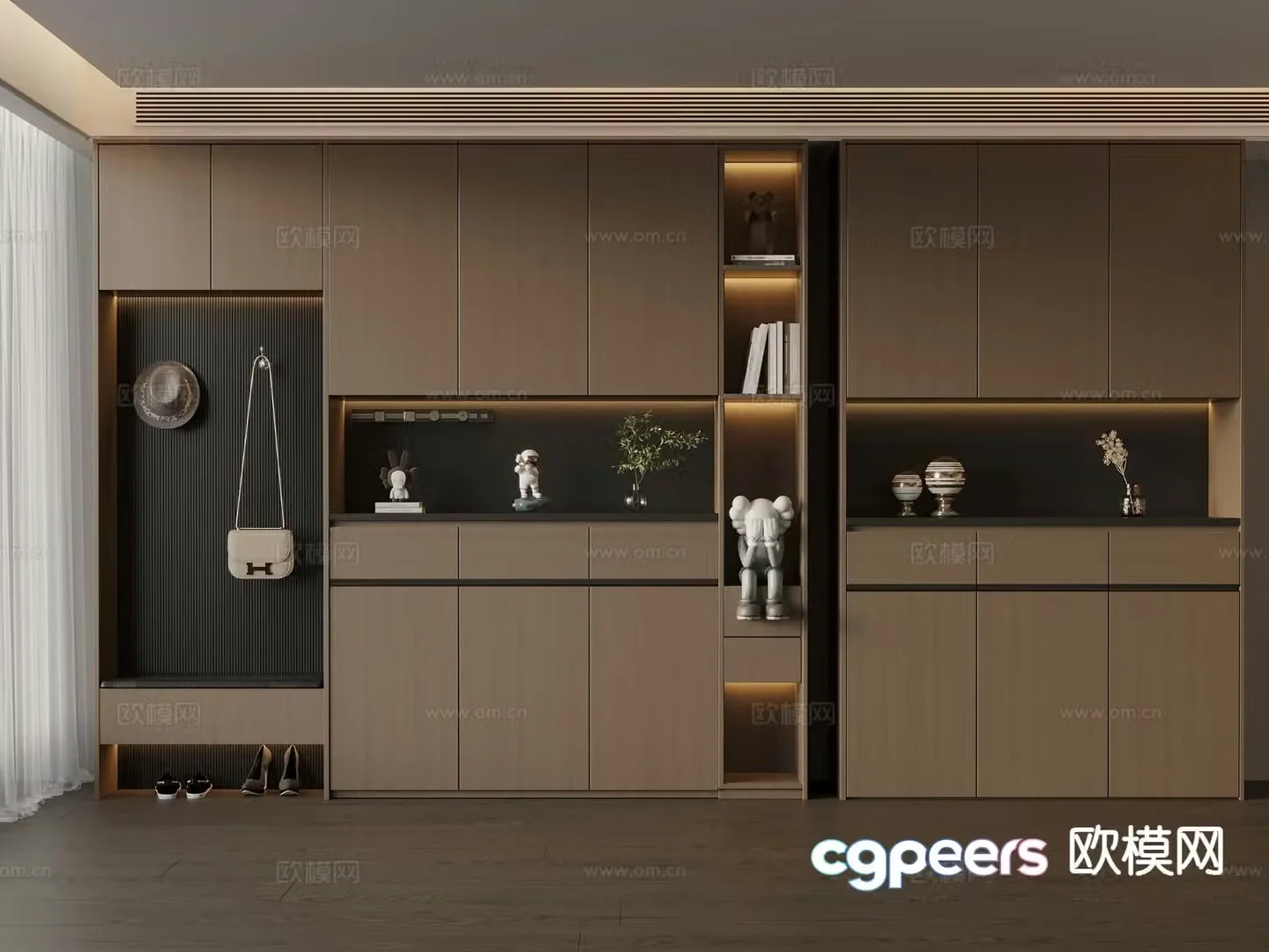 Italian style entrance shoe cabinet 3D model