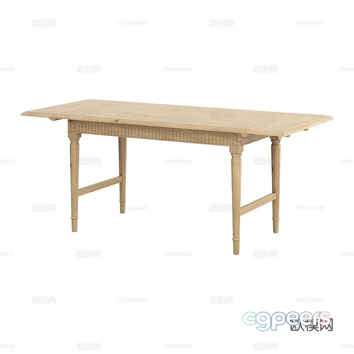 American dining table solid wood dining table 3d model
