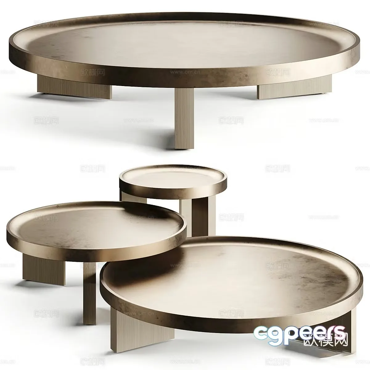 Modern Italian light luxury Minotti LOUVER Metal coffee table 3D model