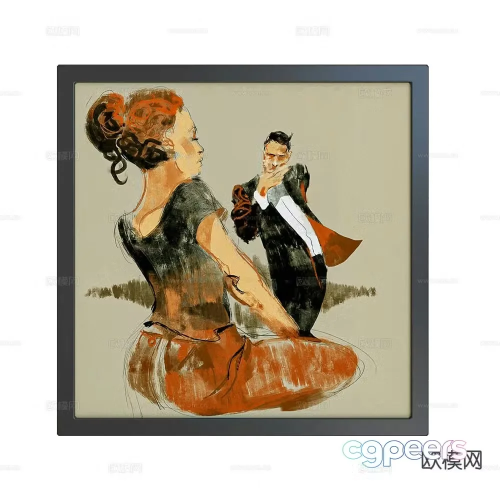 NC Design oil painting figure hanging painting decorative painting 3d model