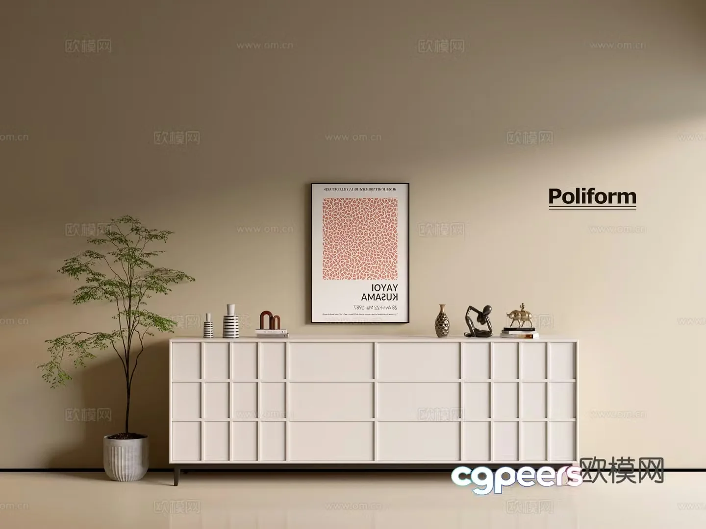 Modern cream wind chest of cabinet ins wind minimalist wind cabinet whole cabinet sideboard balcony cabinet 3d model