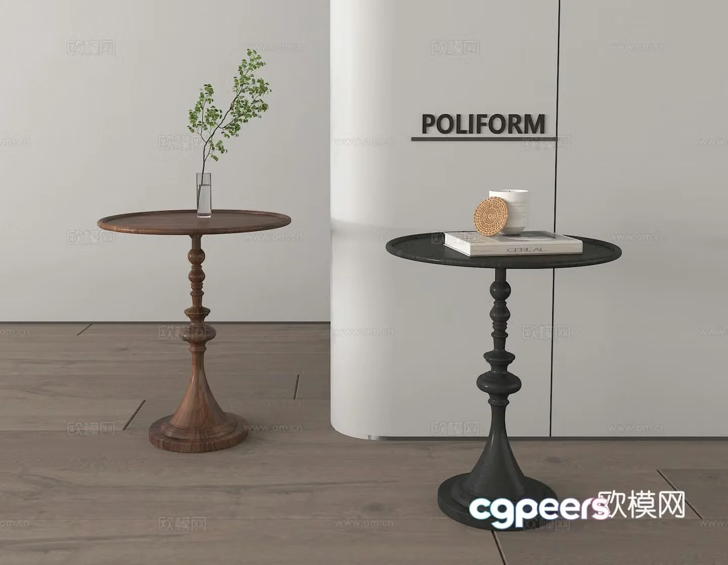 Coffee table side table corner table flower art book 3d model