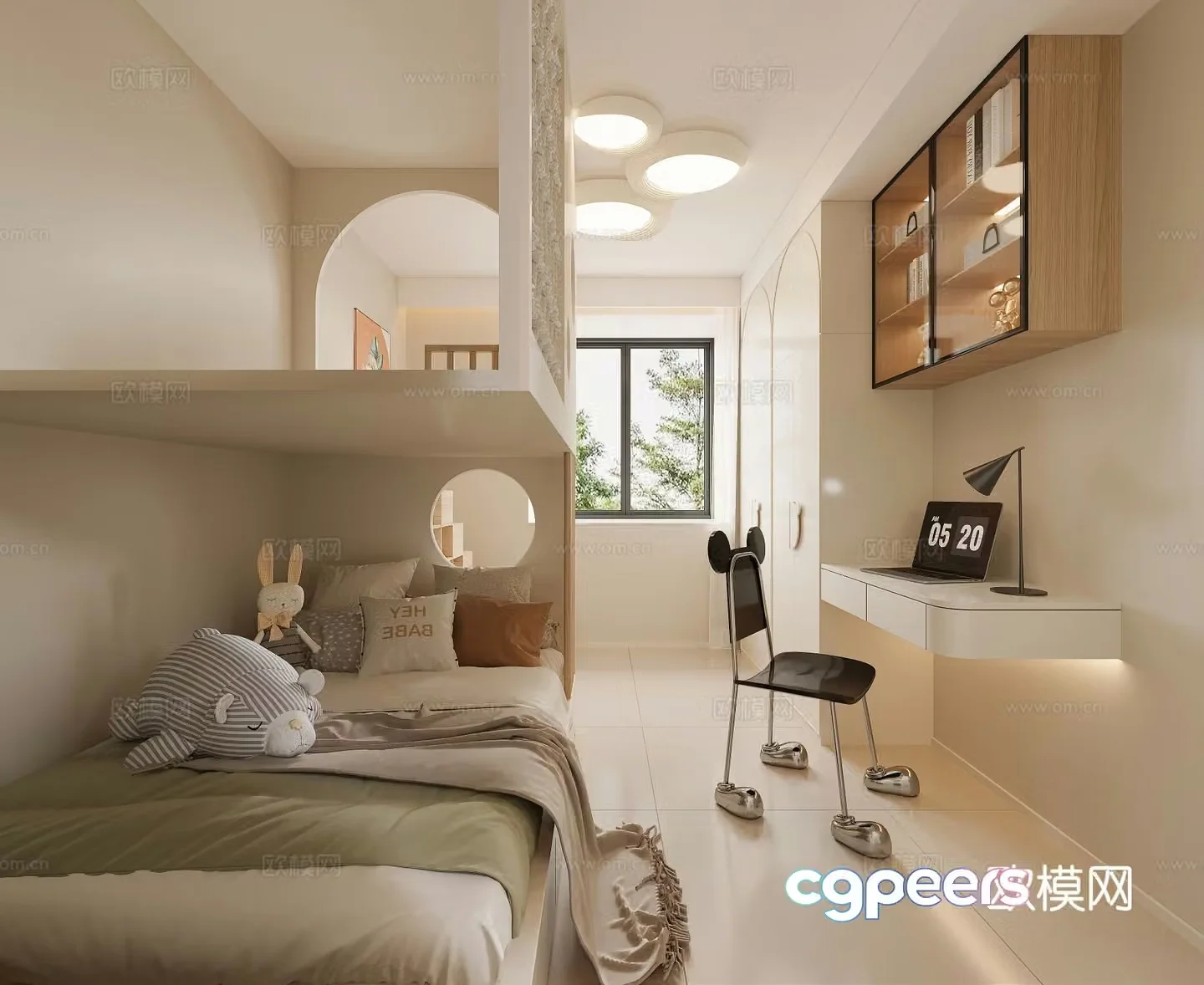 Cream style children’s room 3D model of children’s room