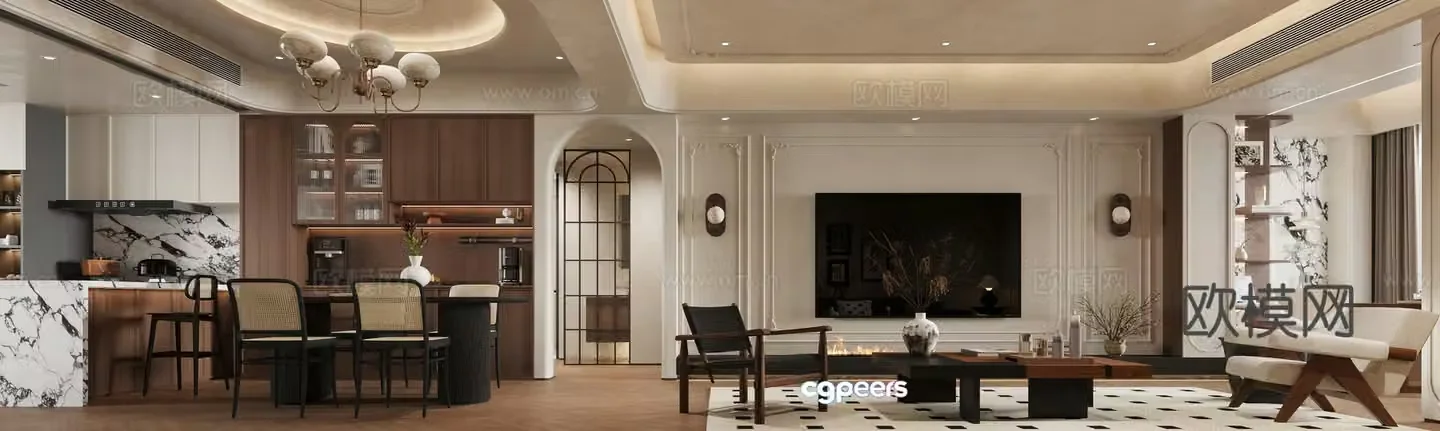 3D model of medieval style living room restaurant