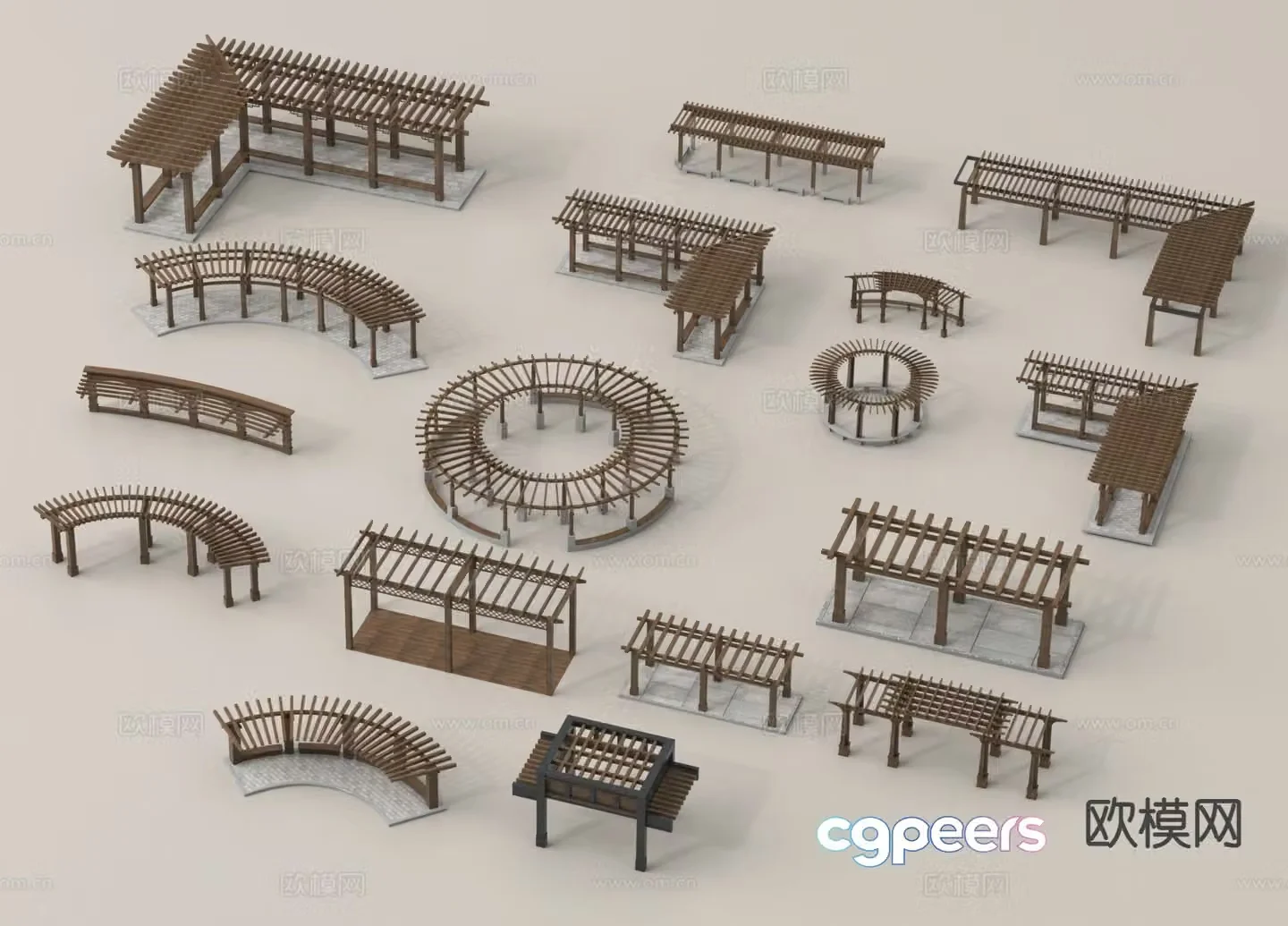 Flower rack curved gallery rack vine rack grape rack promenade 3D model