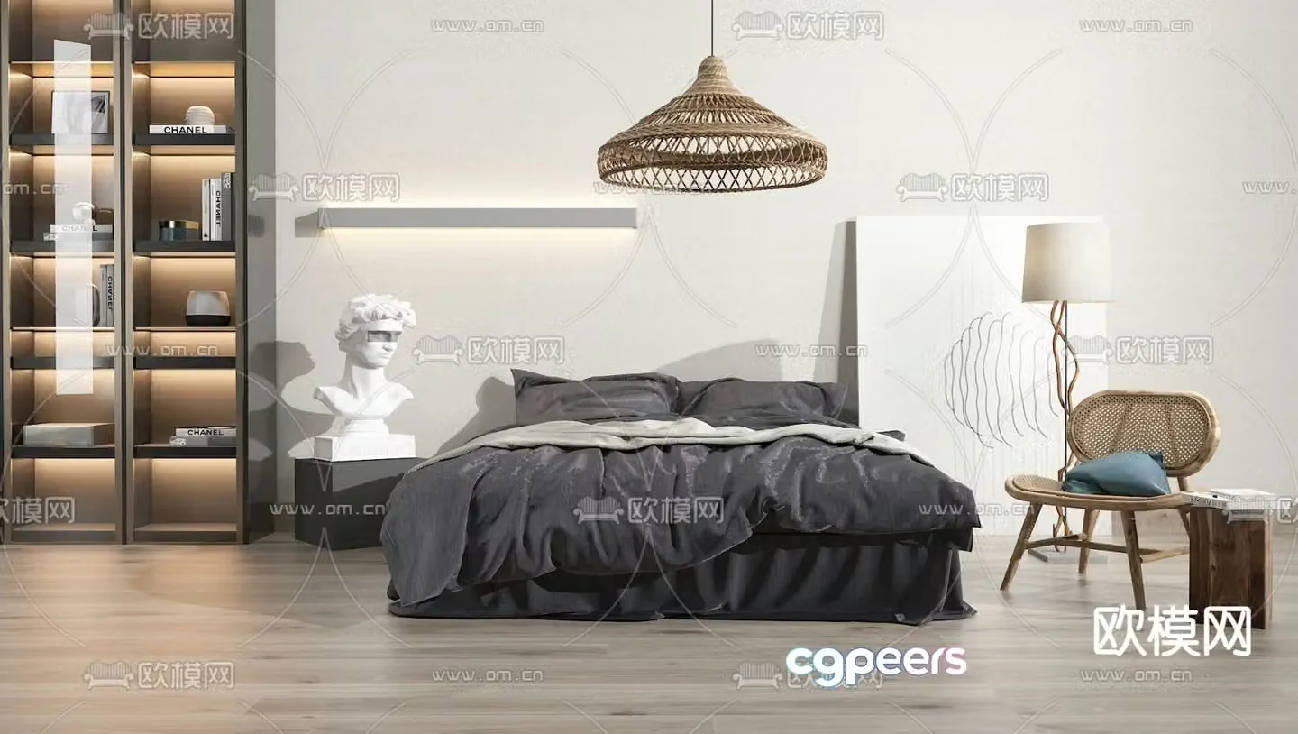 Modern double bed 3d model