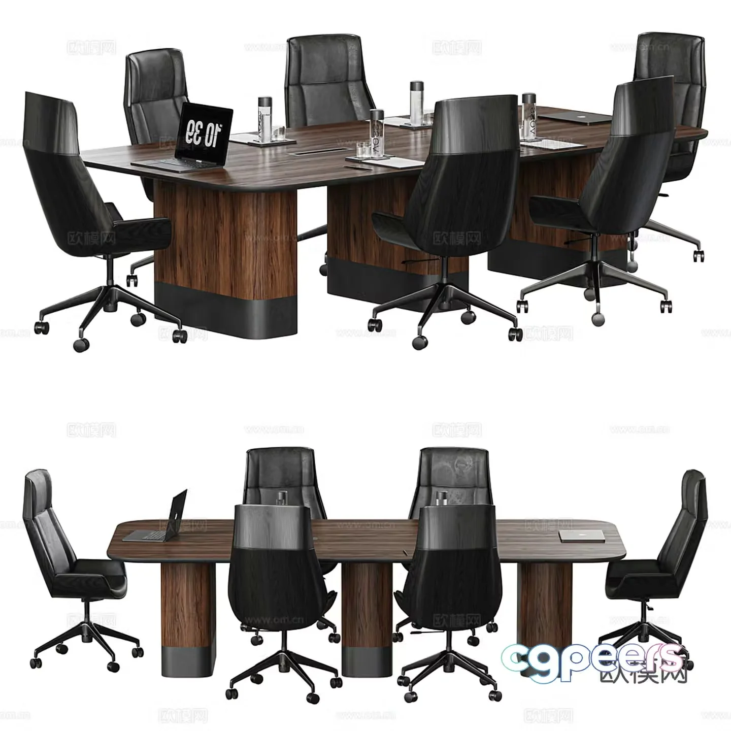 Modern conference table and chair combination 3d model