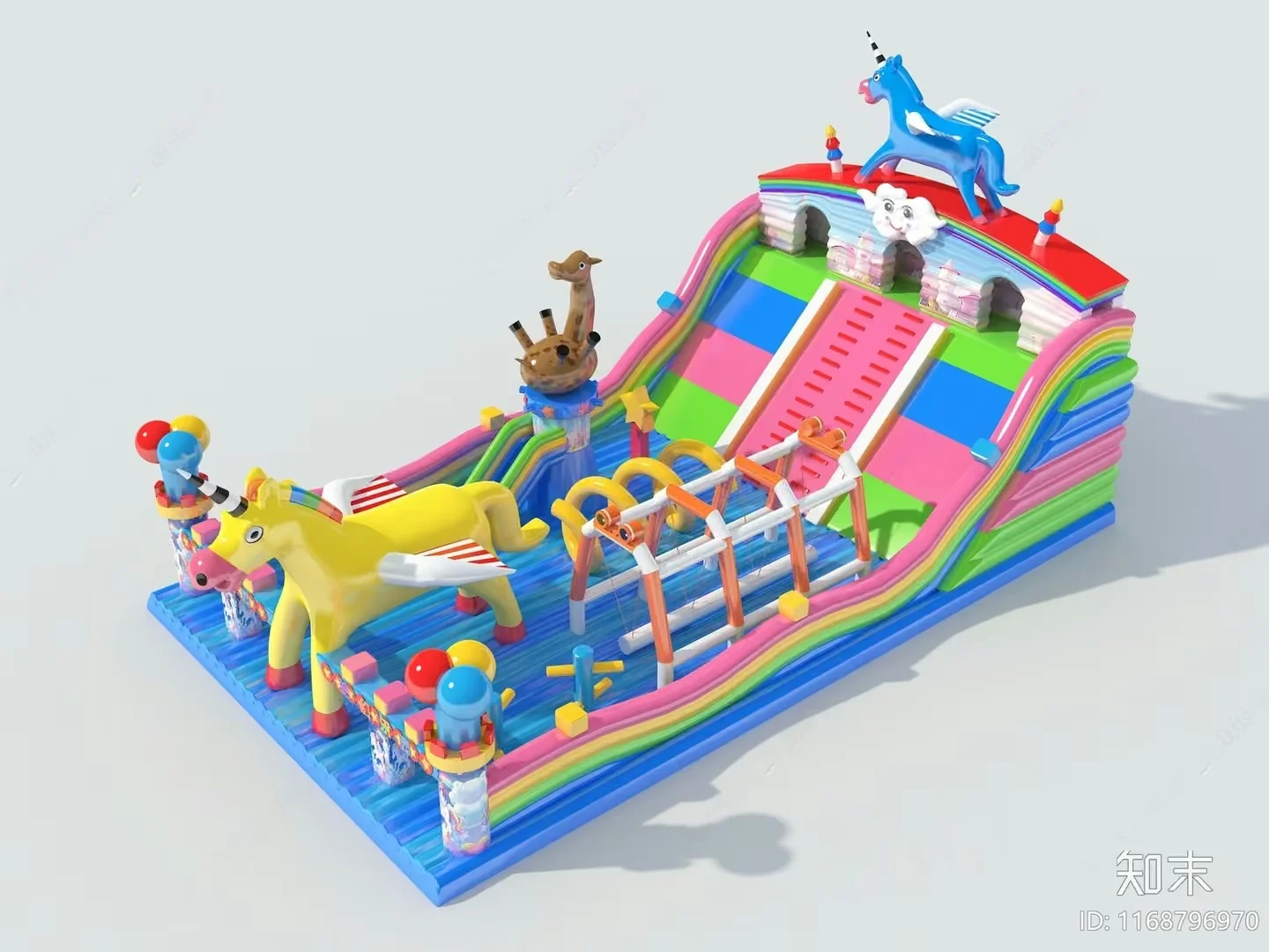 A Colorful Playground With A Slide And Animals 3D Model – 14891 – VRAY Render