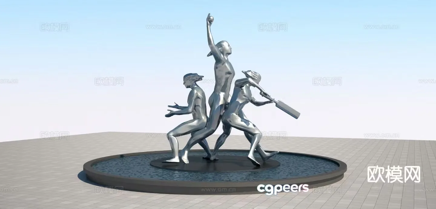 Simple sports man sculpture 3d model