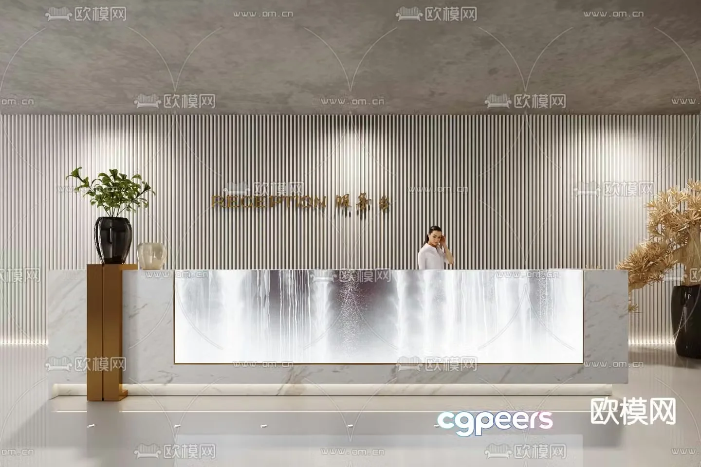 New Chinese style front desk service desk cashier 3D model
