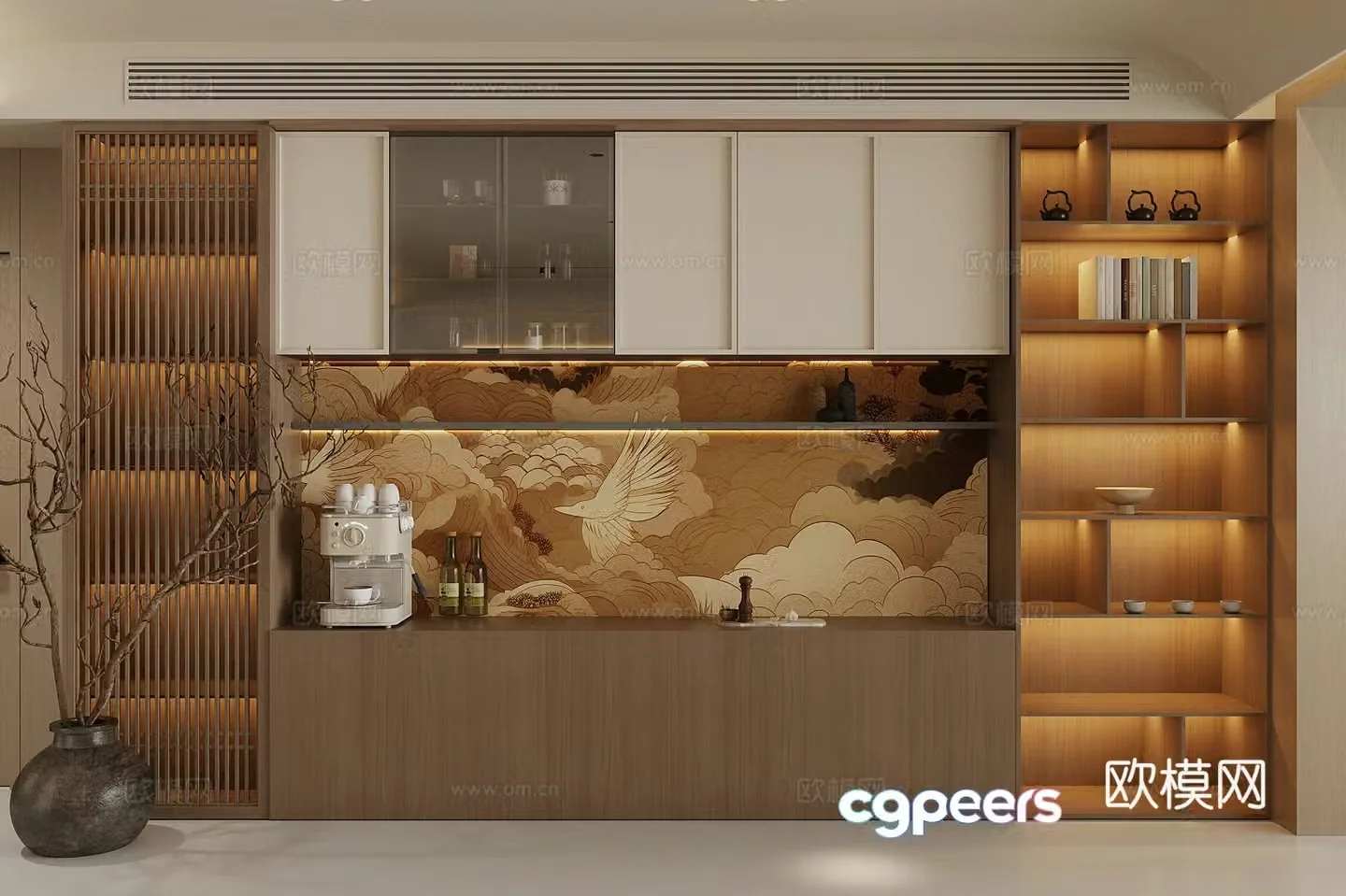 New Chinese sideboard tea cabinet sideboard refrigerator sideboard sideboard meal preparation sideboard finished tea cabinet 3D model