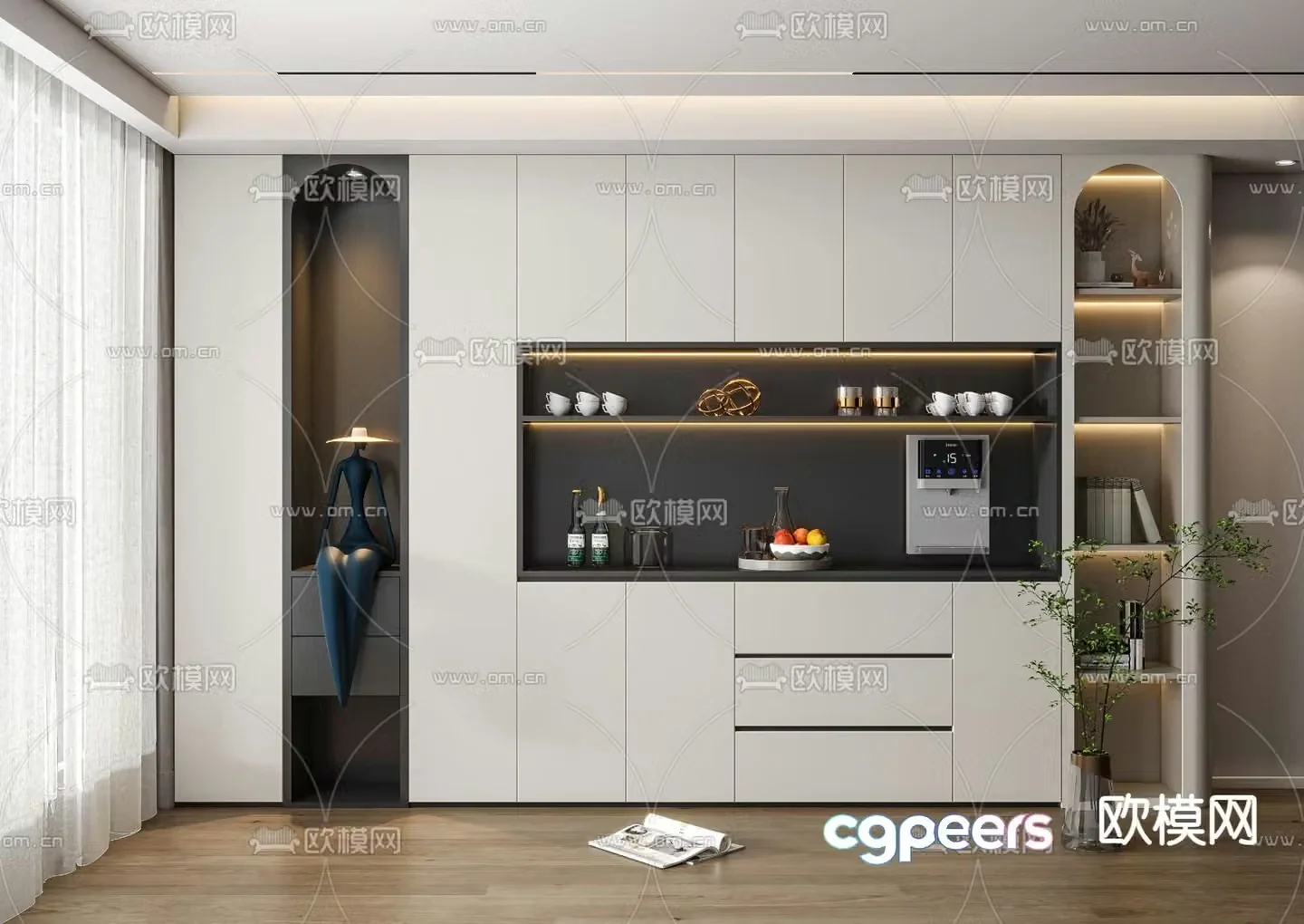 Modern wine cabinet sideboard 3d model