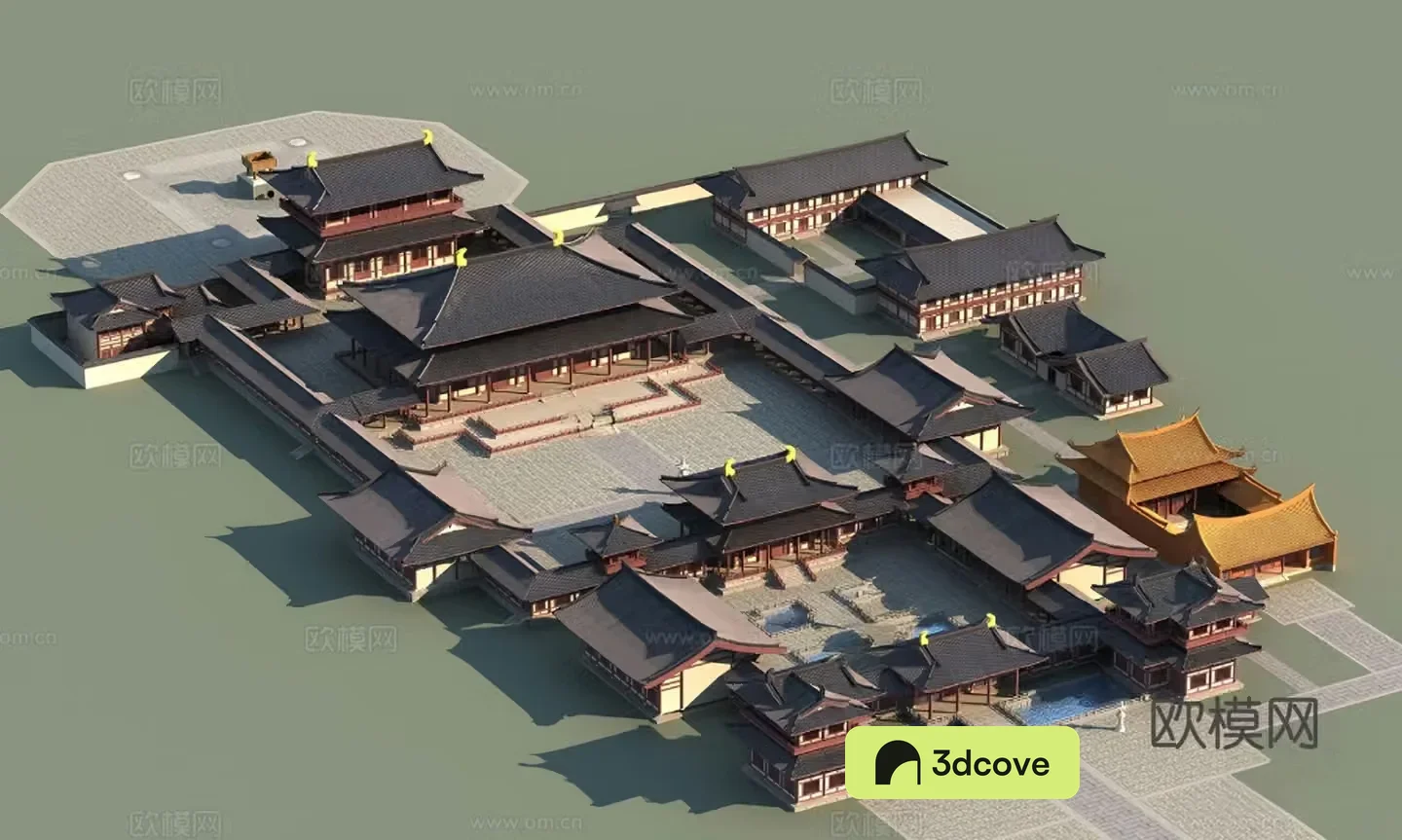 Chinese -style temple 3D model of Guanyin Temple in Suzhou