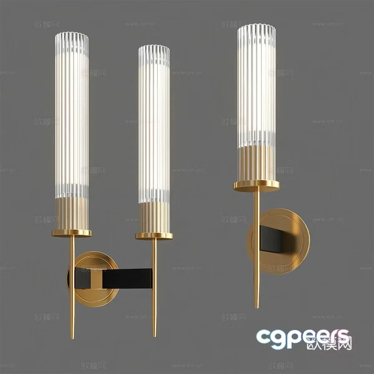 Modern light luxury metal glass decorative wall light 3d model