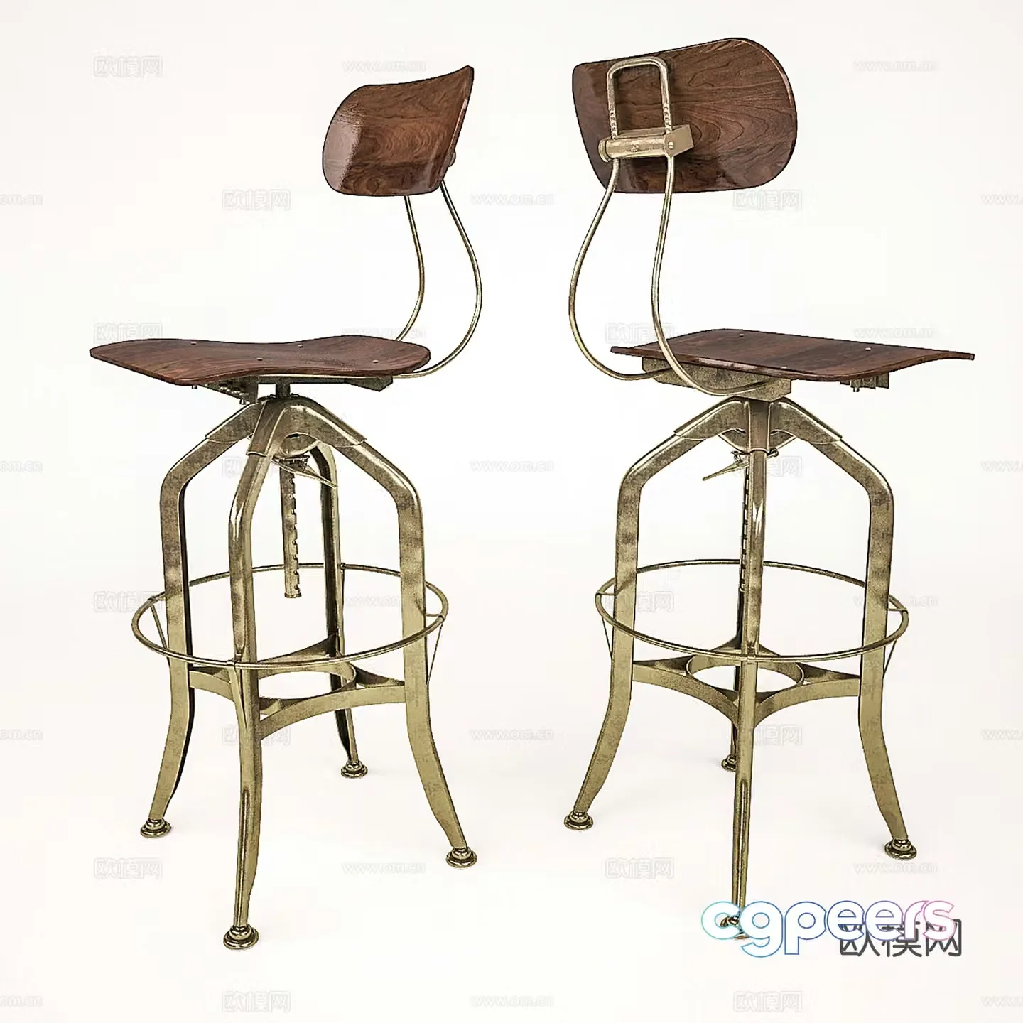 Industrial style bar chair Wrought art bar chair Cafe restaurant bar chair 3D model