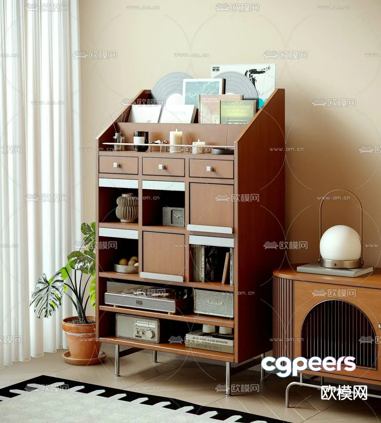Medieval style side cabinet locker 3d model