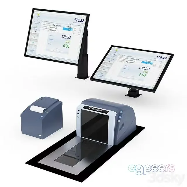 3ds Max Free – Shop equipment, receipt printer, scanner, 2 monitors with bracket options