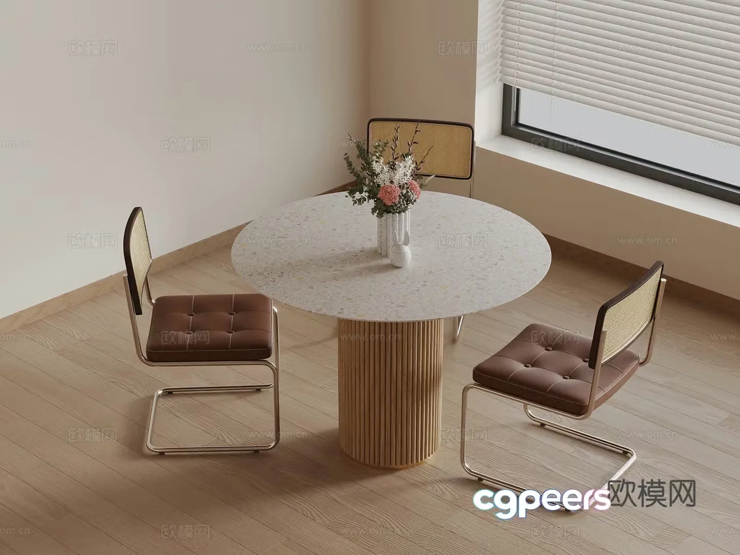 Modern table and chair negotiation table and chair 3D model