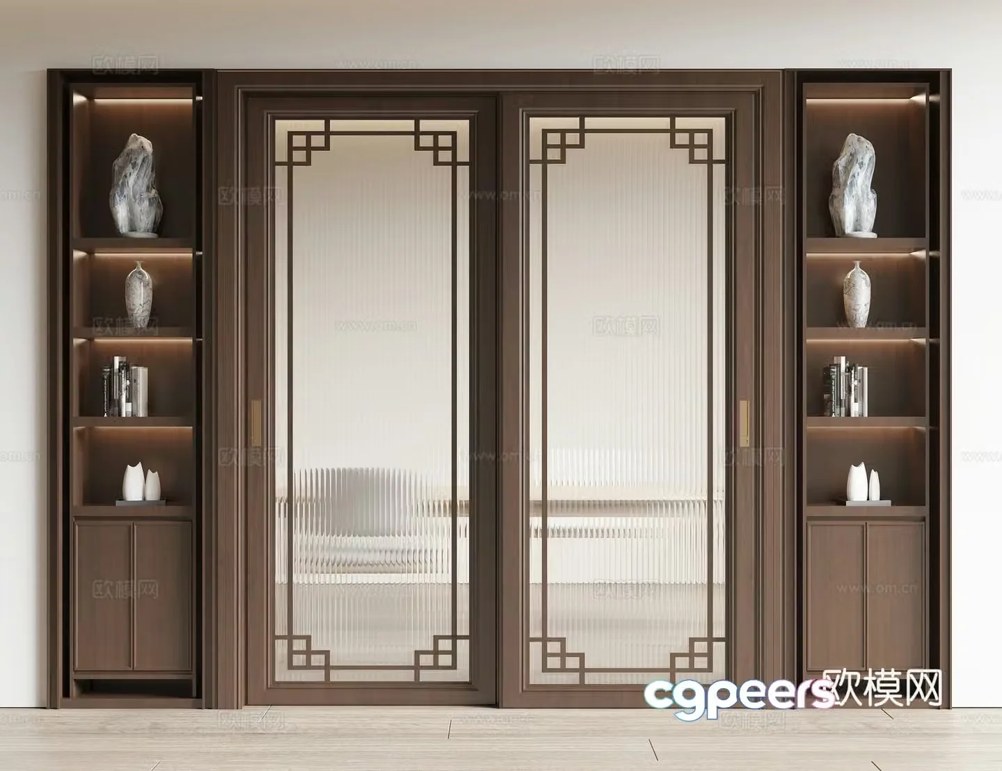 New Chinese sliding door 3D model