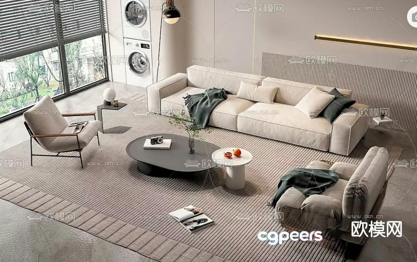 Modular sofa upholstered sofa 3d model