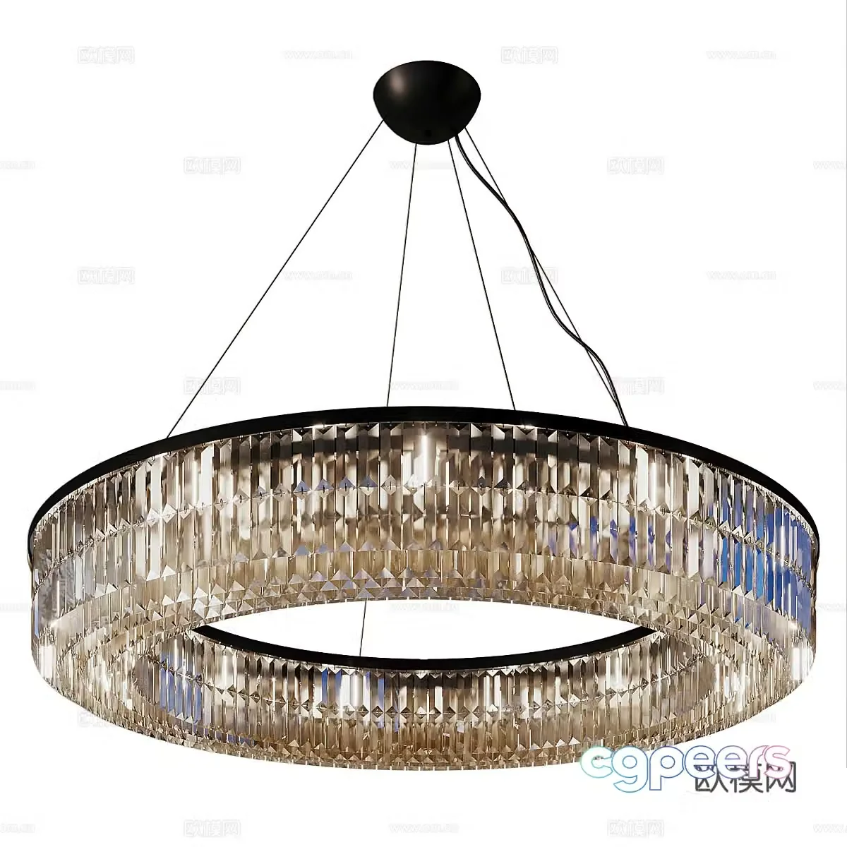 Modern light luxury round decorative chandeliers 3D model