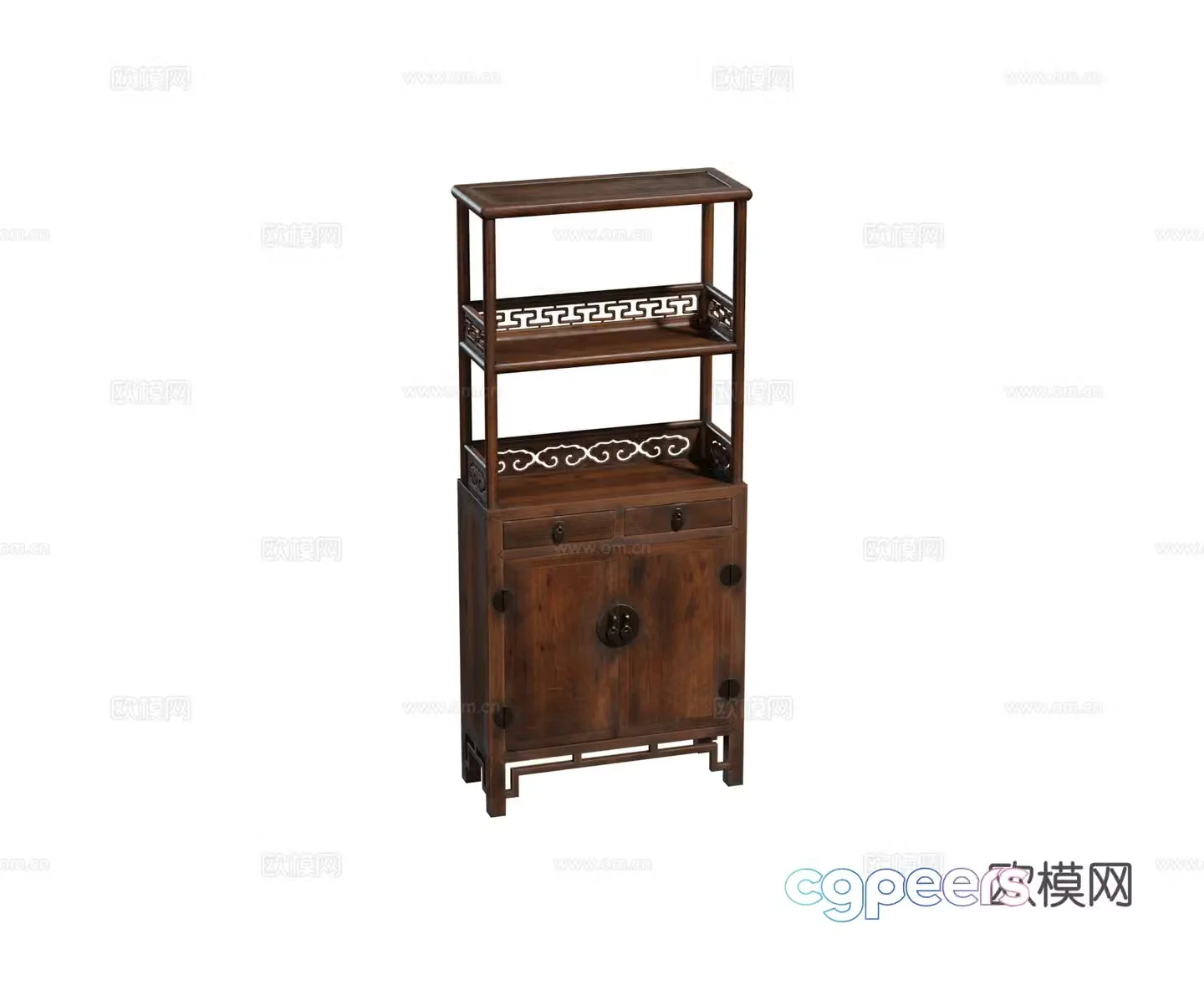 Chinese mahogany furniture Huanghuali double-layer cabinet cabinet storage rack Bogu rack combination 3D model