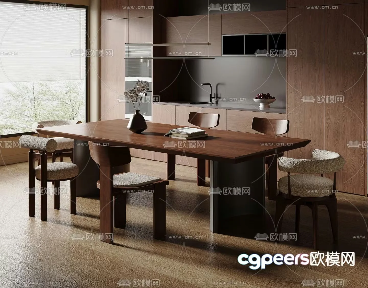 Medieval style dining table and chairs bar dining table 3D model