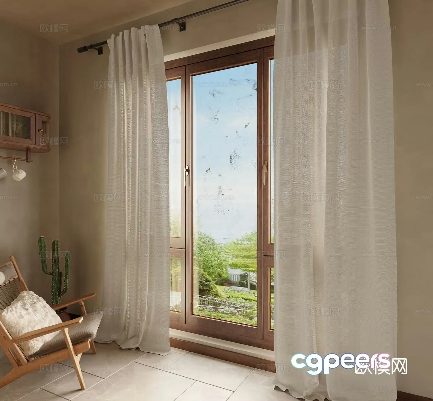 Plain curtain gauze curtain fantasy curtain 3d model
