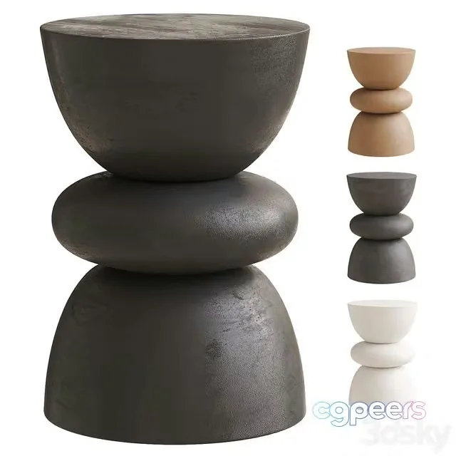 3ds Max Free – Table dappoint ronde bois de manguier Benno