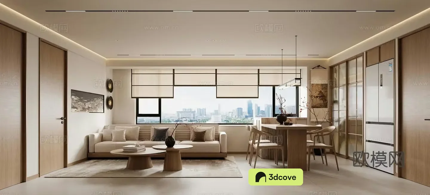 Song style aesthetic living and dining room