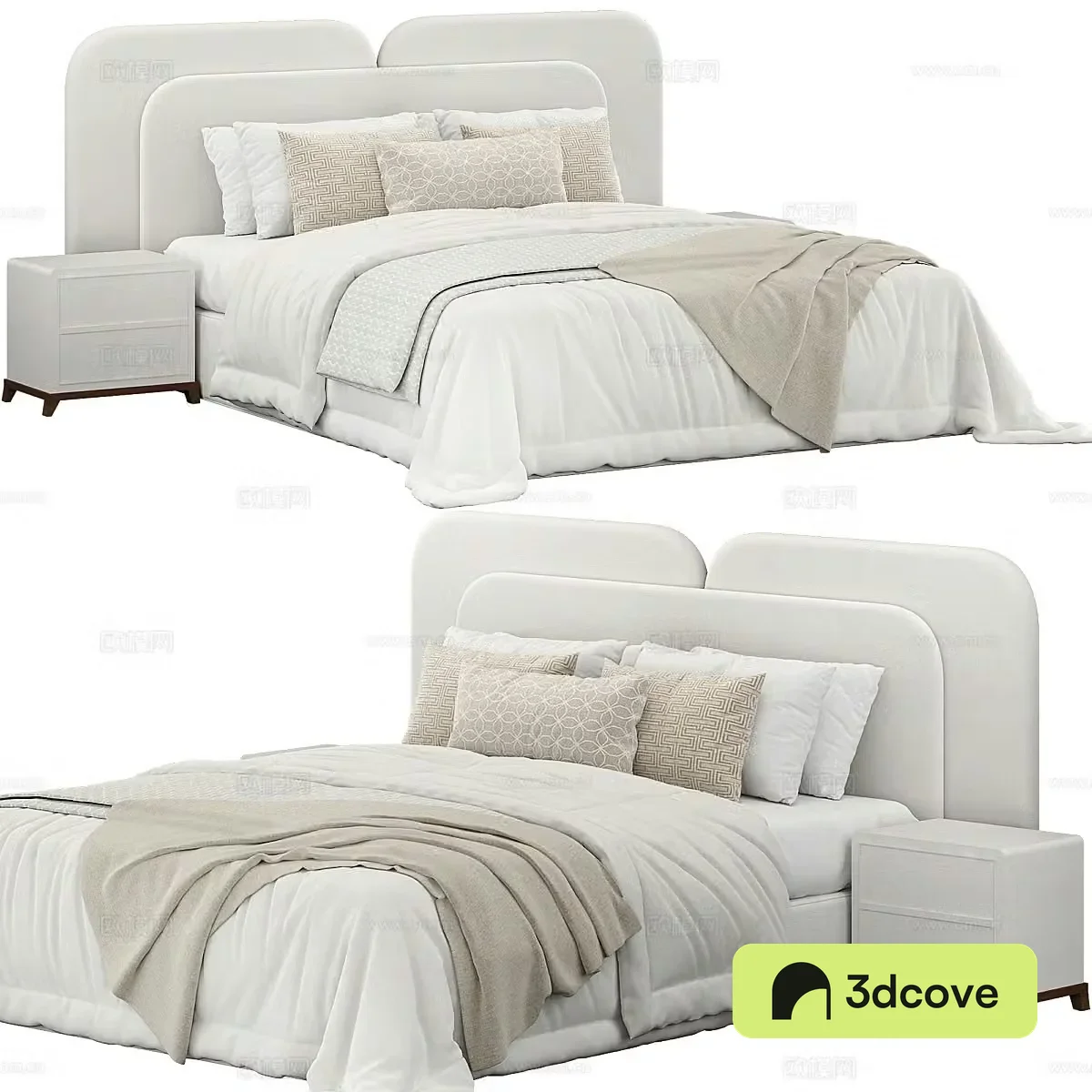 New Chinese style fabric double bed