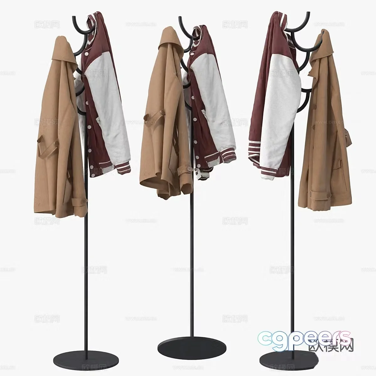 Modern metal coat rack 3d model