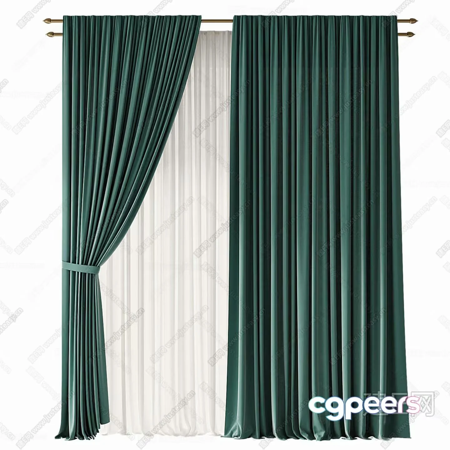 The Main Subject Is A Curtain And It Is Green 3D Model – 10700 – CORONA Render