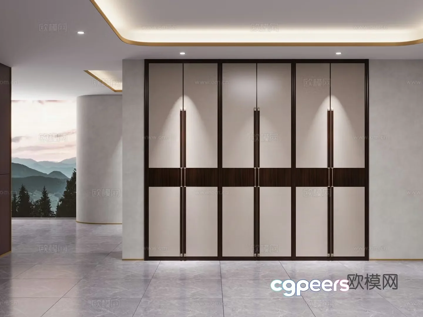 New Chinese style wardrobe customized cabinet solid wood wardrobe 3D model