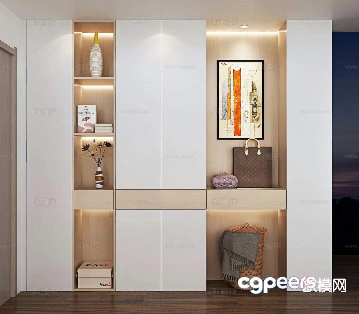 Modern entrance shoe cabinet 3d model