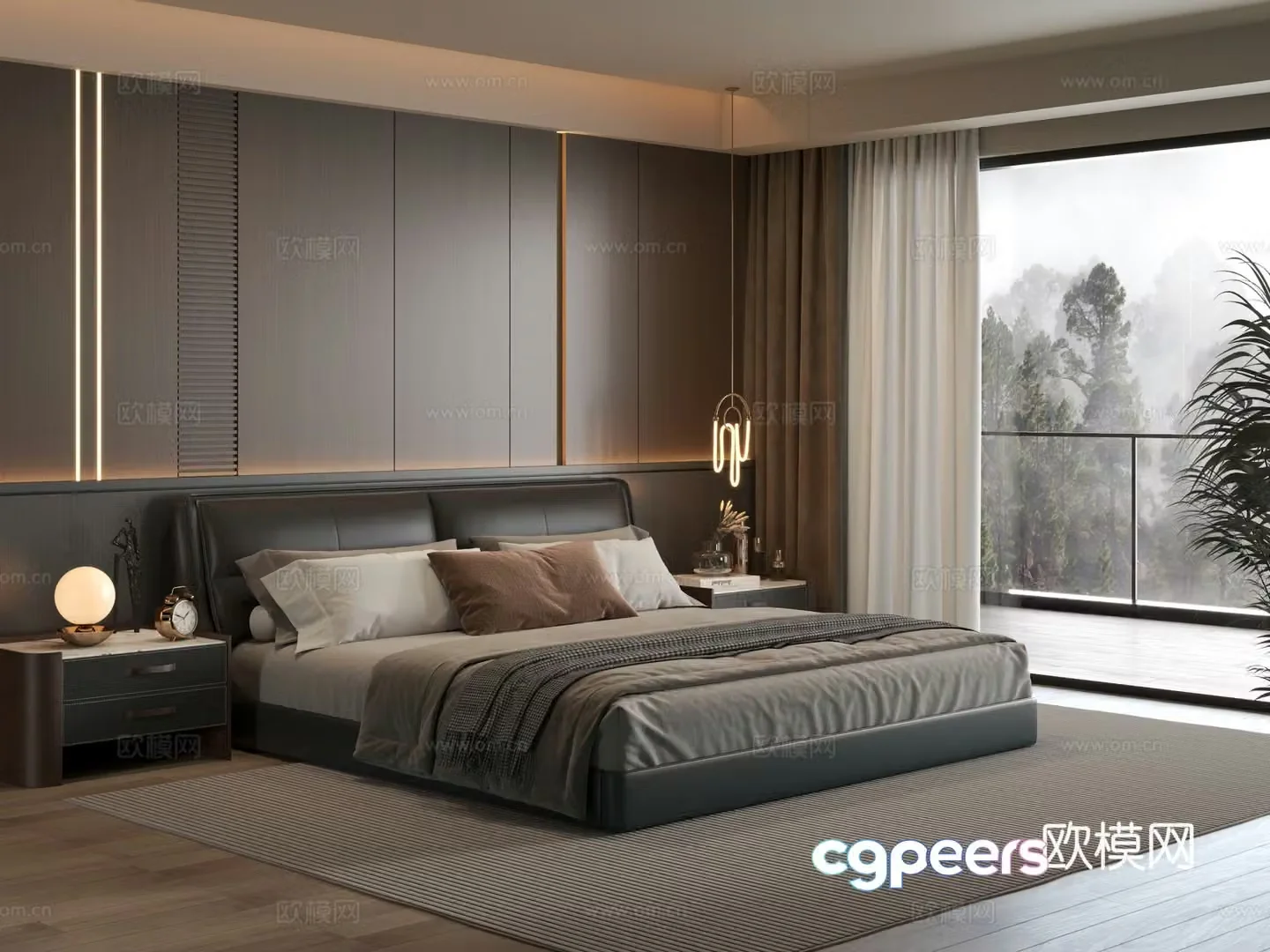 Modern bedroom Italian bedroom Bedroom Bedroom Bedroom Background Wall 3D Model